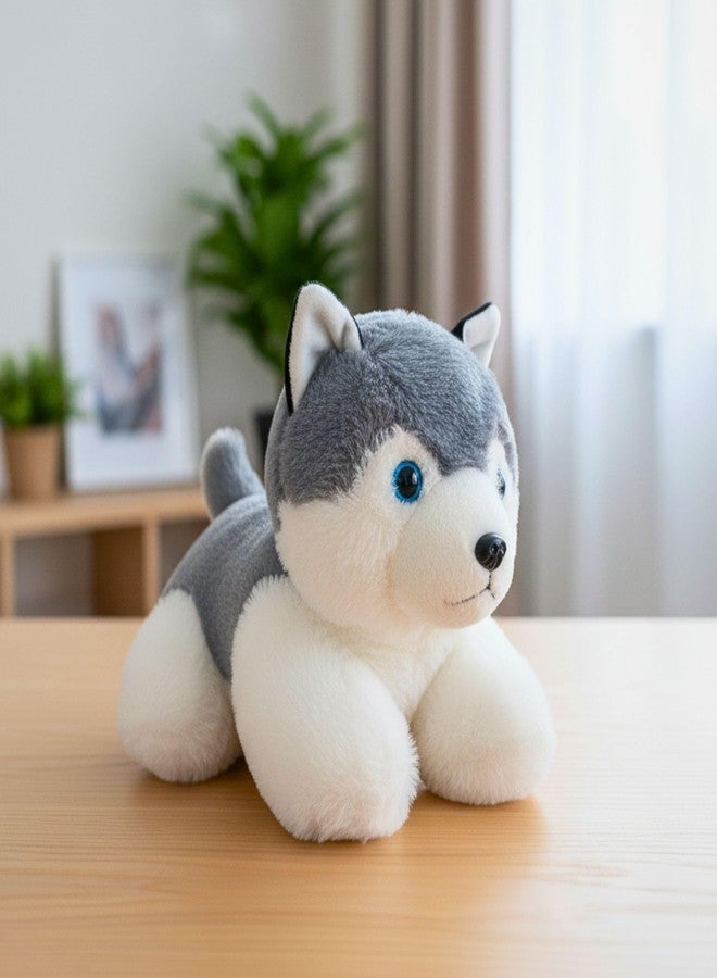 تيكلز كلب هاسكي موسيقي يصدر صوت نباح، لعبة حيوانية محشوة ناعمة للأطفال من الأولاد والبنات، هدية عيد ميلاد (اللون: أبيض ورمادي، الحجم: 28 سم) - Image 2